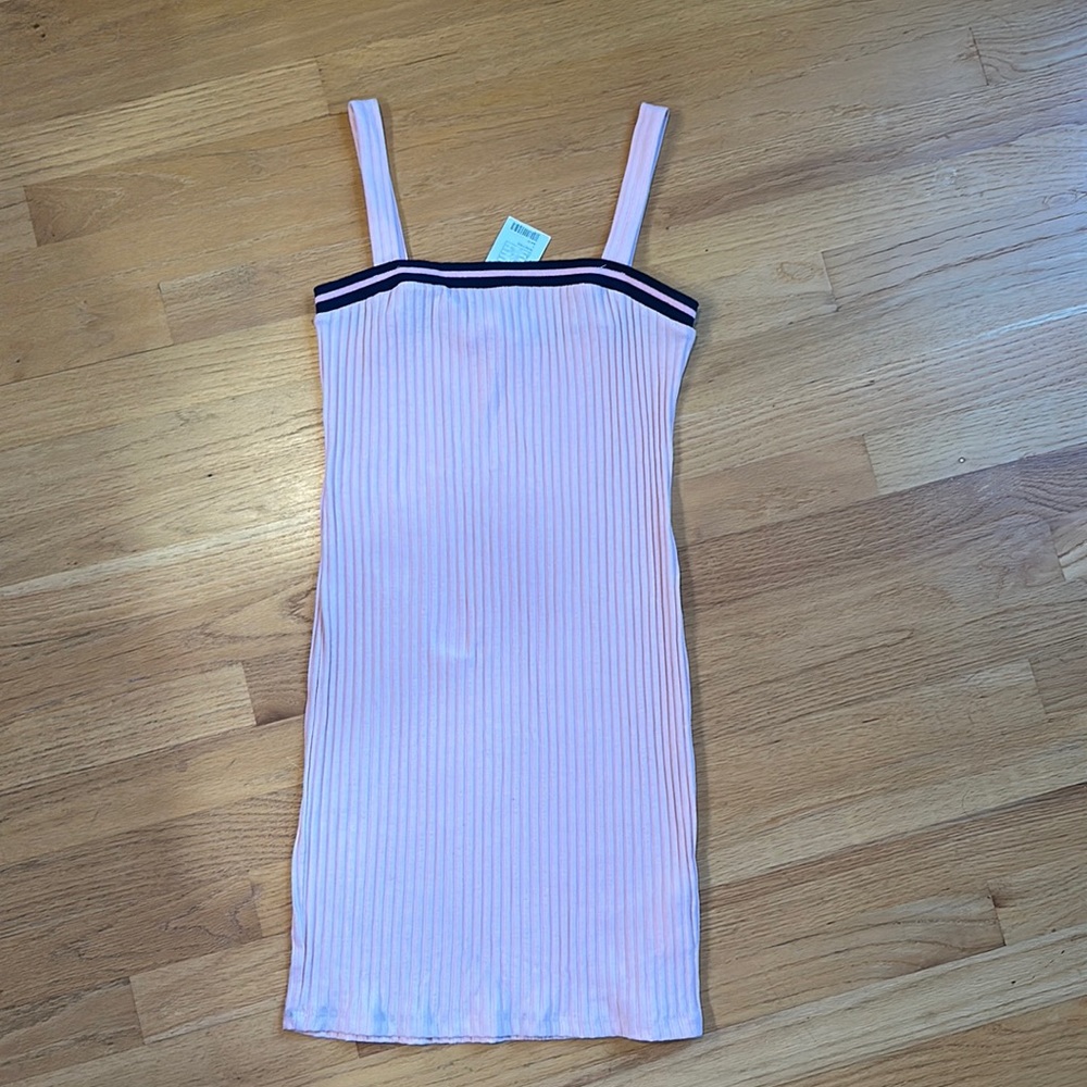 Pink Ribbed Knit Dress